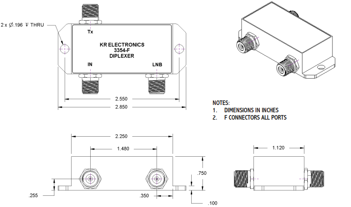 3354-F雙工濾波器KR Electronics