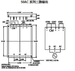 50AC5T12三路輸出AC-DC電源模塊PICO