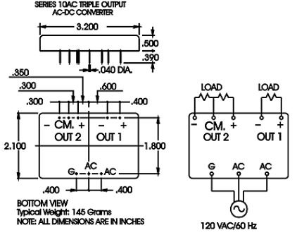 10AC12T5三路輸出AC-DC電源PICO