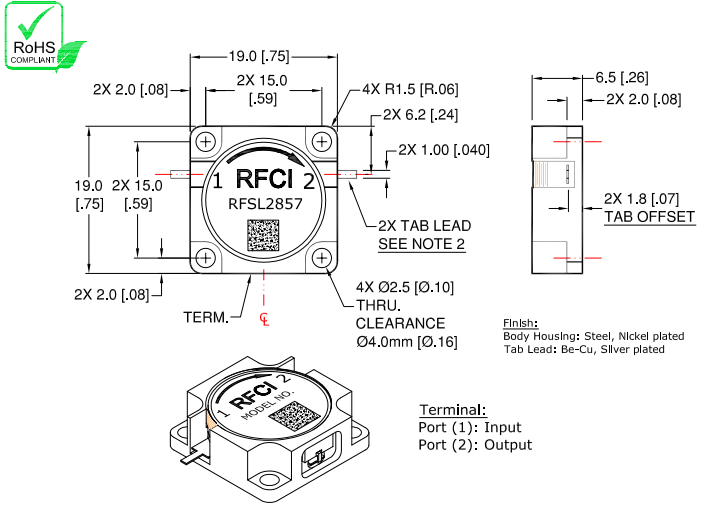 ?RFSL2857鐵氧體隔離器現(xiàn)貨庫存RFCI
