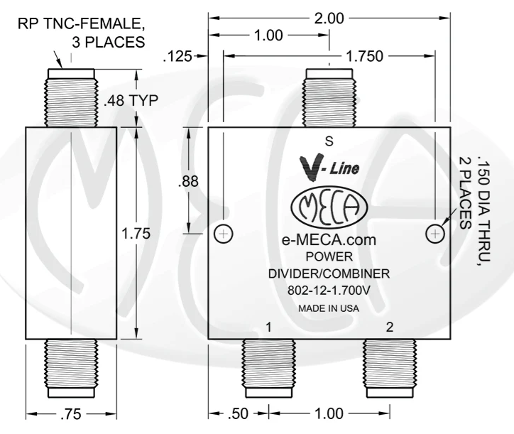 ?802-12-1.700V，RP-TNC 母頭，功率分配器/合路器MECA